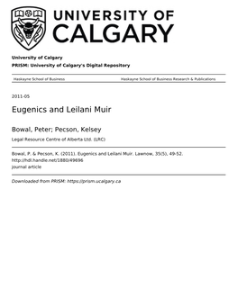 Eugenics and Leilani Muir