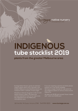 INDIGENOUS Tube Stocklist 2019 Plants from the Greater Melbourne Area