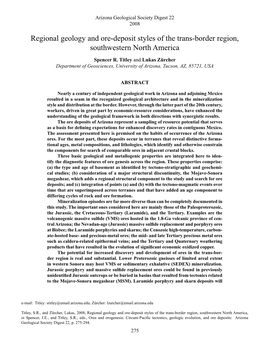 Regional Geology and Ore-Deposit Styles of the Trans-Border Region, Southwestern North America