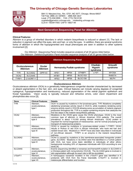 The University of Chicago Genetic Services Laboratories Labolaboratories