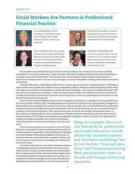 Social Workers Are Partners in Professional Financial Practice