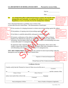 Ice Warrant of Arrest