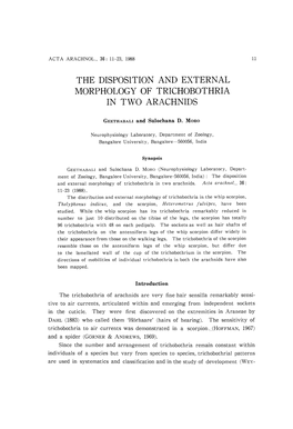 The Disposition and External Morphology of Trichobothria in Two Arachnids