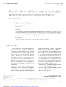 Eruption Abnormalities in Permanent Molars: Differential Diagnosis and Radiographic Exploration