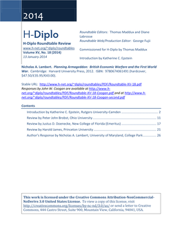 H-Diplo Roundtable, Vol. XV, No. 18