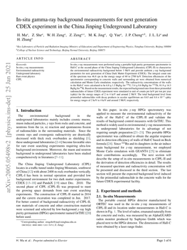 In-Situ Gamma-Ray Background Measurements for Next Generation CDEX Experiment in the China Jinping Underground Laboratory a a a a ∗ a a A,B a H