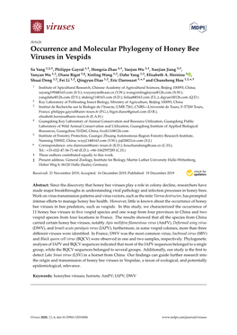 Occurrence and Molecular Phylogeny of Honey Bee Viruses in Vespids