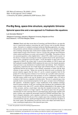 Pre-Big Bang, Space-Time Structure, Asymptotic Universe