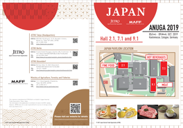 ANUGA 2019 JETRO Tokyo (Headquarters) 05(Sat) - 09(Wed), OCT