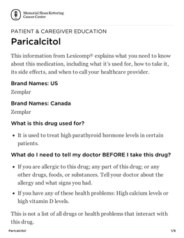 Paricalcitol | Memorial Sloan Kettering Cancer Center