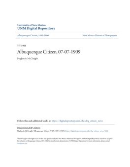 Albuquerque Citizen, 07-07-1909 Hughes & Mccreight