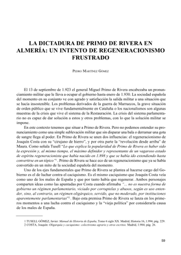 La Dictadura De Primo De Rivera En Almería