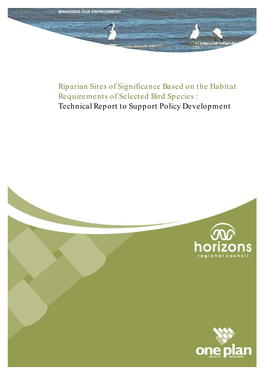 Riparian Sites of Significance Based on the Habitat Requirements of Selected Bird Species : Technical Report to Support Policy Development