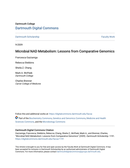 Microbial NAD Metabolism: Lessons from Comparative Genomics