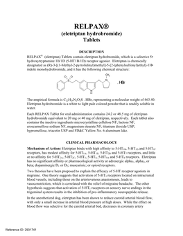 RELPAX® (Eletriptan Hydrobromide) Tablets