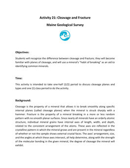 Activity 21: Cleavage and Fracture Maine Geological Survey