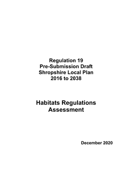 Habitats Regulations Assessment