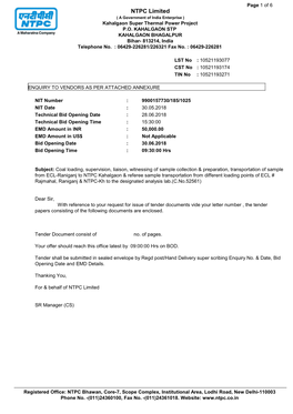 NTPC Limited ( a Government of India Enterprise ) Kahalgaon Super Thermal Power Project P.O