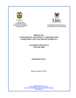 Proyecto: Cartografía Geológica Y Prospección Geoquimica Del Macizo De Floresta