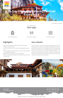 10-Day Thimphu Tshechu Festival Experience