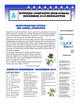 Wynyard Composite High School December 2018 Newsletter