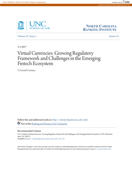 Virtual Currencies: Growing Regulatory Framework and Challenges in the Emerging Fintech Ecosystem V