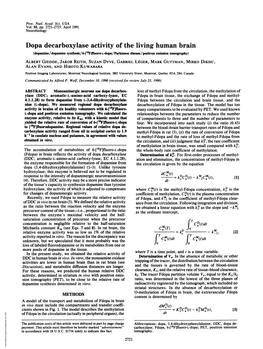 Dopa Decarboxylase Activity of the Living Human Brain