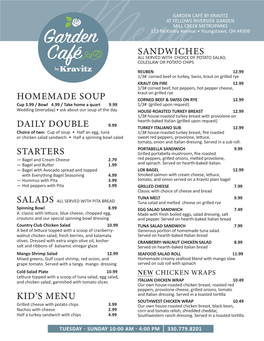 Garden Café Full Menu