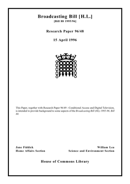 Broadcasting Bill [H.L.] [Bill 88 1995/96]