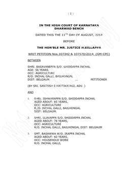 1 : in the High Court of Karnataka Dharwad Bench