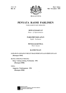 Penyata Rasmi Parlimen Parliamentary Debates