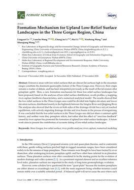 Formation Mechanism for Upland Low-Relief Surface Landscapes in the Three Gorges Region, China