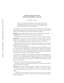 Arxiv:1310.6548V1 [Math.GR] 24 Oct 2013 Every Hwta H Iuto O Ocmatmnflsi Ut Di Quite Is 3