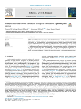 Comprehensive Review on Flavonoids Biological Activities of Erythrina Plant Species