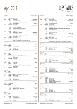 Service Schedule 14 April 2013