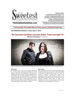 The Sweetest Condition Launches Debut 'Truth and Light' EP