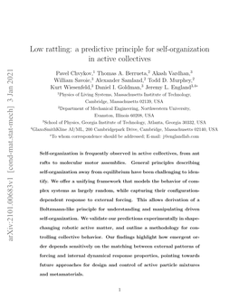 Low Rattling: a Predictive Principle for Self-Organization in Active Collectives