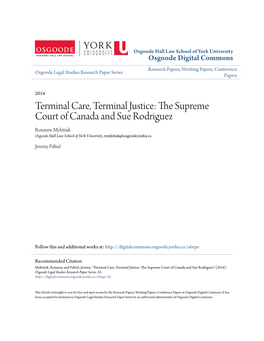 The Supreme Court of Canada and Sue Rodriguez Mykitiuk, R., & Paltiel, J