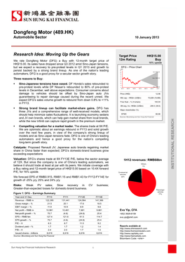 Dongfeng Motor (489.HK) – Initiation of Coverage 10 January 2013