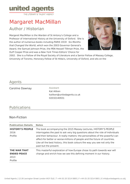 Margaret Macmillan Author / Historian