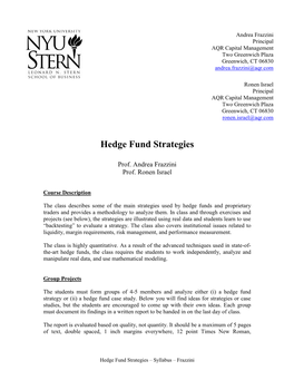 Hedge Fund Strategies