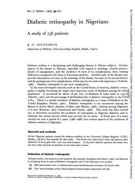 Diabetic Retinopathy in Nigerians