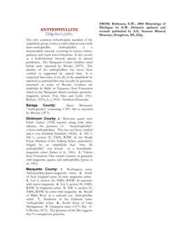 ANTHOPHYLLITE Revised: Published by A.E