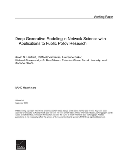 Deep Generative Modeling in Network Science with Applications to Public Policy Research