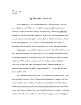 Cry Freedom Essay