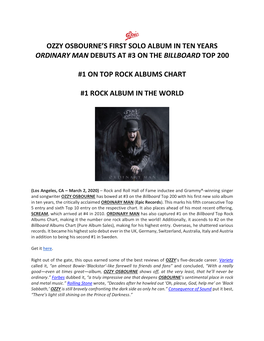 Ozzy Osbourne's First Solo Album in Ten Years Ordinary