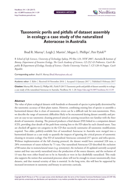 ﻿Taxonomic Perils and Pitfalls of Dataset Assembly in Ecology: A