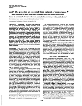 Recd: the Gene for an Essential Third Subunit of Exonuclease V