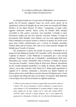 Roberto Bernacchia, La Famiglia Giraldi a Mondolfo Fra