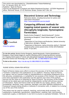Comparing Different Methods for Trapping Mated Queens of Weaver